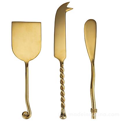 Set 3 coltelli formaggio Materia Gold