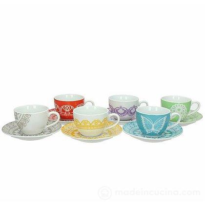 Set 6 tazze caffè con piattino Agadir Multicolor