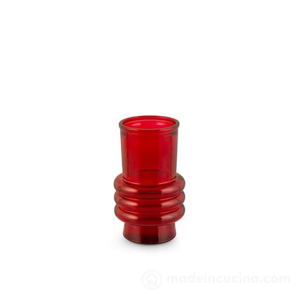 Vaso in vetro riciclato geometrico rosso cm 17