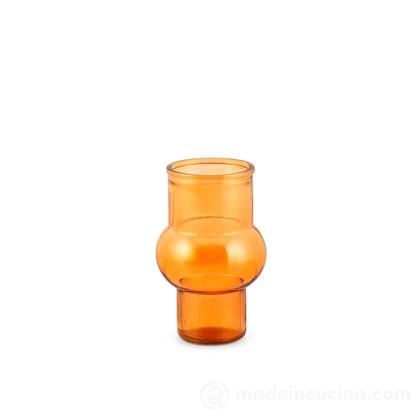 Vaso in vetro riciclato geometrico ambra cm 17