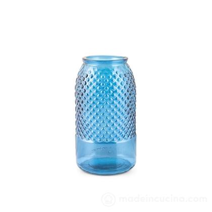 Vaso in vetro riciclato rombi blu cm 28