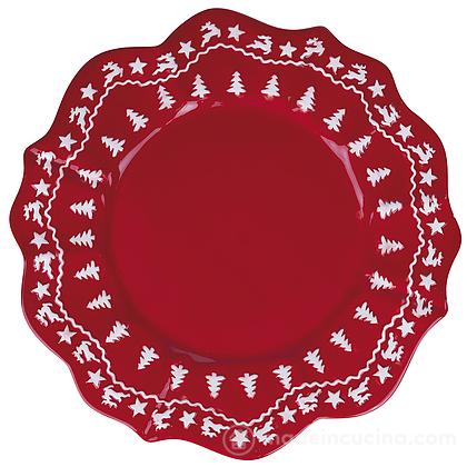 Piatto panettone in ceramica Red Xmas cm 29