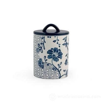 Barattolo in ceramica con coperchio decoro floreale 1,3 litri