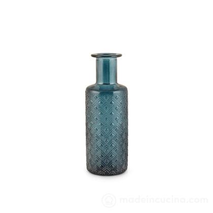 Vaso in vetro riciclato retro ottanio cm 28