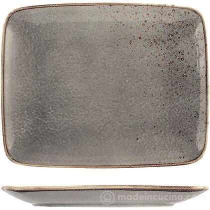 Set 6 piatti piani rettangolari in stoneware grigio Reactive cm 29x23