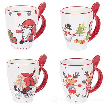 Set 4 tazze con cucchiaino Xmas Fantasy