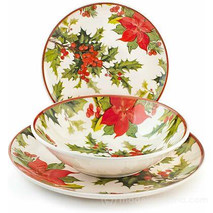 Servizio piatti 18 pezzi in stoneware Holly Jolly