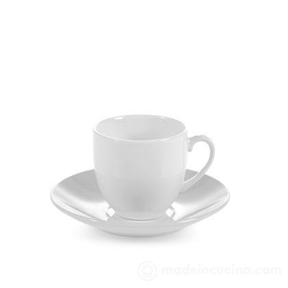Set 2 tazzine da caffè con piattino in porcellana bianca