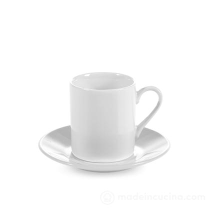 Set 2 tazzine da caffè con piattino in porcellana bianca