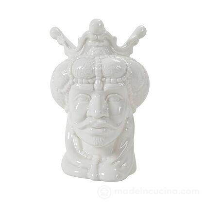 Set 2 teste di moro in ceramica Sicilia bianco cm 19,5