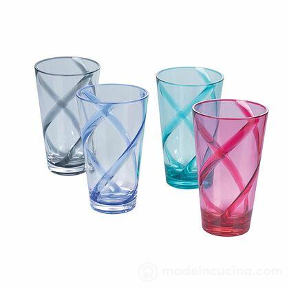 Set 4 bicchieri bibita in plastica Strisce