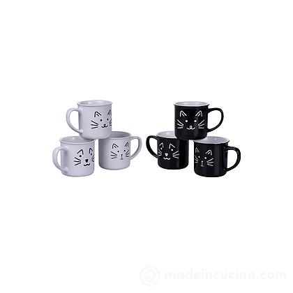 Set 6 tazze mug in gres Love Cat New