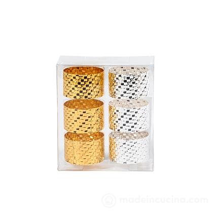 Set 6 lega tovaglioli in metallo decoro intrecciato