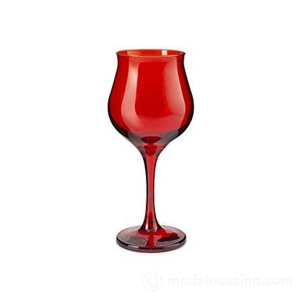 Set 6 calici vino rosso Wavy rosso