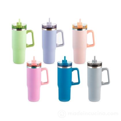 Tazza mug termica in acciaio inox 0,9 litri (colori assortiti)