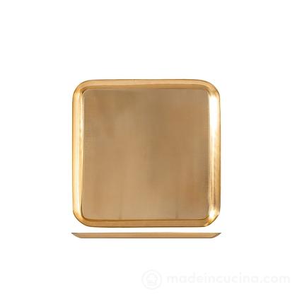 Vassoio quadrato in acciaio inox oro cm 28