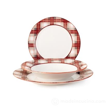 Servizio piatti in porcellana 18 pezzi Tartan