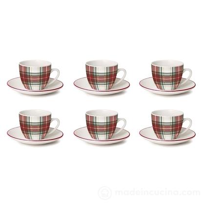 Set 6 tazzine da caffè con piattino Tartan