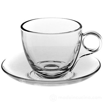 Set 6 tazze da cappuccino con piattino in vetro Cherie