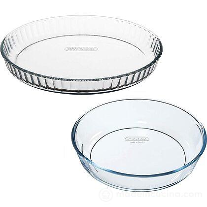 Set 2 tortiere in vetro borosilicato cm 28 e 26