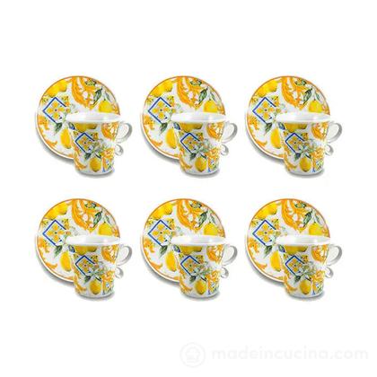 Set 6 tazzine da caffè con piattino Lemon