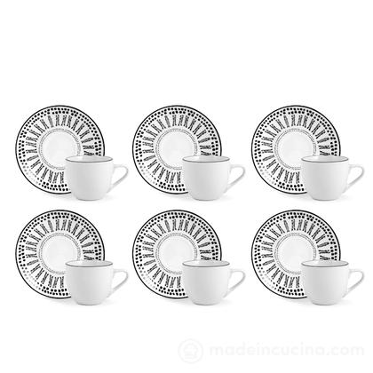 Set 6 tazzine da caffè con piattino in porcellana Voyage nero