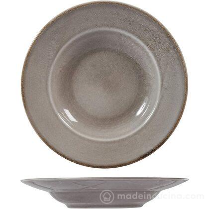 Set 6 piatti fondi in stoneware grigio Reactive cm 24