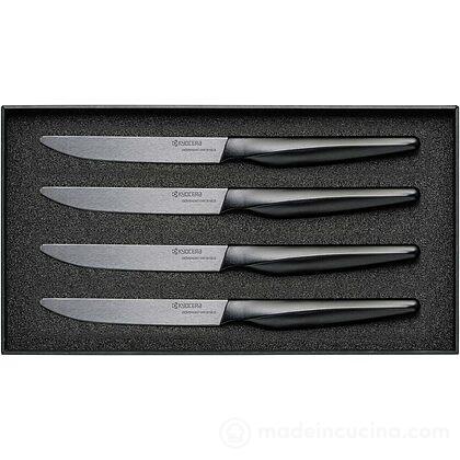 Set 4 coltelli bistecca lama nera