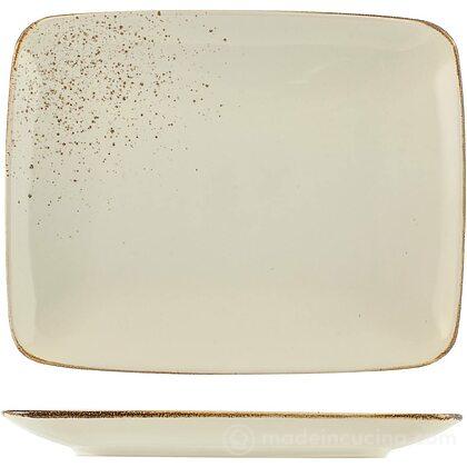 Set 6 piatti piani rettangolari in stoneware avorio Reactive cm 29x23