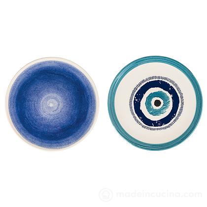 Set 6 piatti piani Occhio Marino blu cm 26
