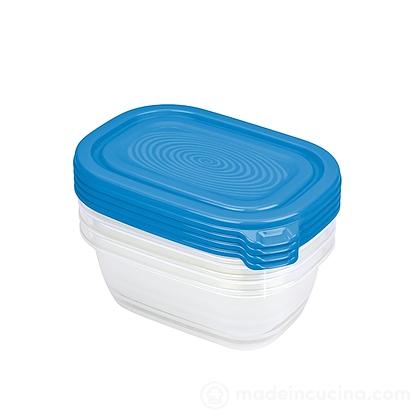 Set 4 contenitori per alimenti in plastica Sunshine azzurro 0,5 litri