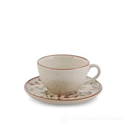 Set 2 tazze da tè con piattino in stoneware Red Delights