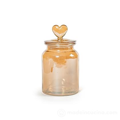 Barattolo in vetro ambrato con tappo a cuore