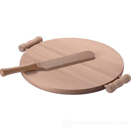 Tagliere per polenta con coltello in legno