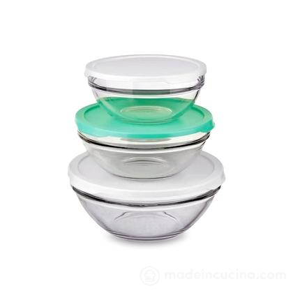 Set 3 contenitori per alimenti in vetro con coperchio Set 3 contenitori per alimenti in vetro con coperchio