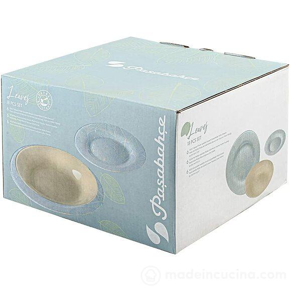 Servizio piatti 18 pezzi in vetro Leaves azzurro