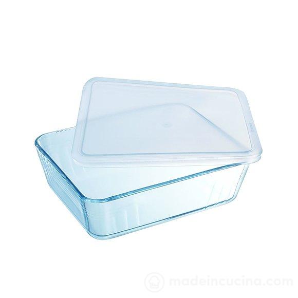 Contenitore Pyrex rettangolare con coperchio bianco