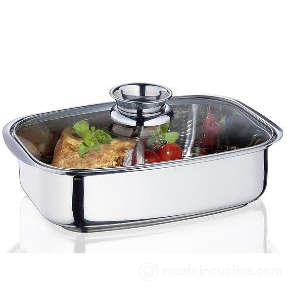 Casseruola con coperchio in vetro e griglia in acciaio inox
