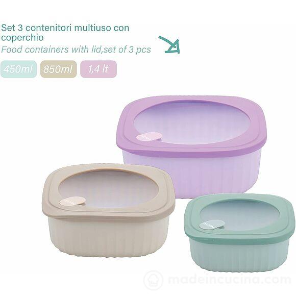 Set 3 contenitori ermetici quadrati per alimenti Lillo Smart