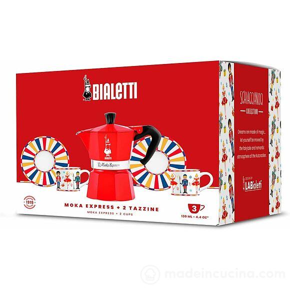 Confezione regalo Moka Express 3 tazze con 2 tazzine e 2 piattini Schiaccianoci