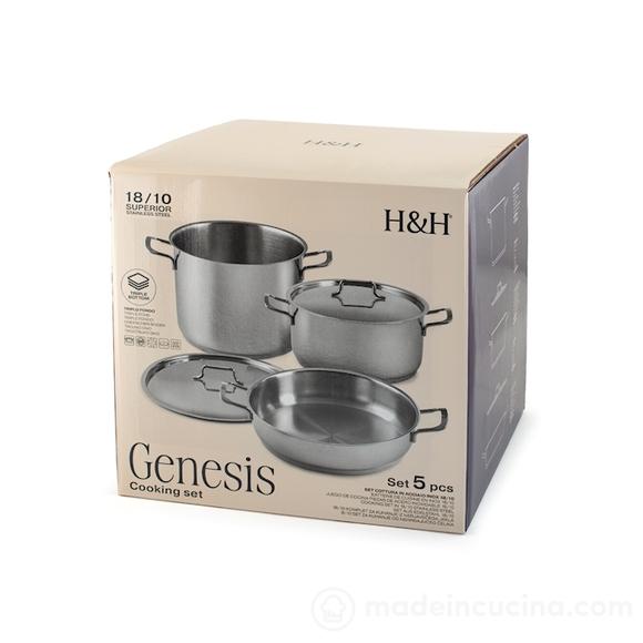Batteria pentole 5 pezzi in acciaio inox Genesis