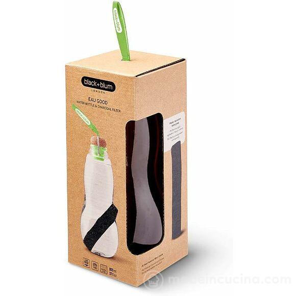 Bottiglia in tritan Eau Good con tappo in silicone e sughero e filtro a carbone attivo 800 ml lime