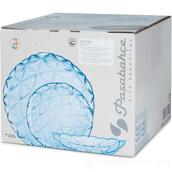 Servizio piatti 18 pezzi in vetro Estrella azzurro