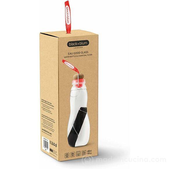 Bottiglia in tritan Eau Good con tappo in silicone e sughero e filtro a carbone attivo 650 ml rosso