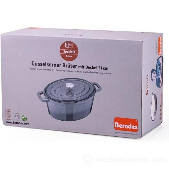 Casseruola ovale in ghisa con coperchio B.Iron Grey cm 31x24