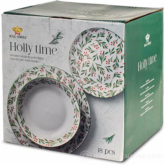 Servizio piatti 18 pezzi in porcellana Holly Time