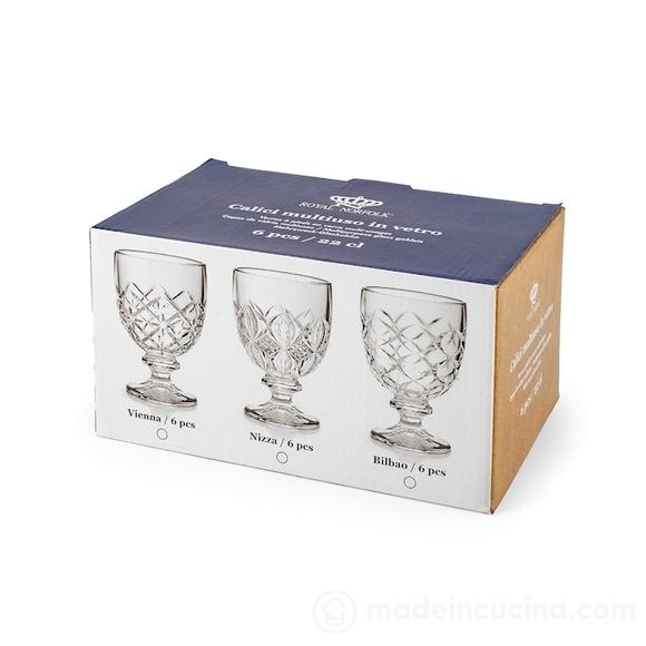 Set 6 calici Nizza in vetro lavorato cl 22