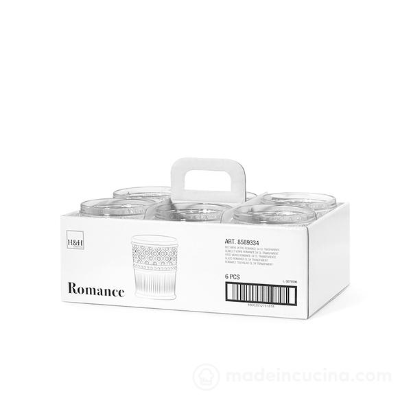 Set 6 bicchieri trasparenti Romance cl 34
