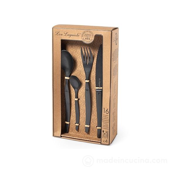 Servizio 16 posate in acciaio inox Jet nero