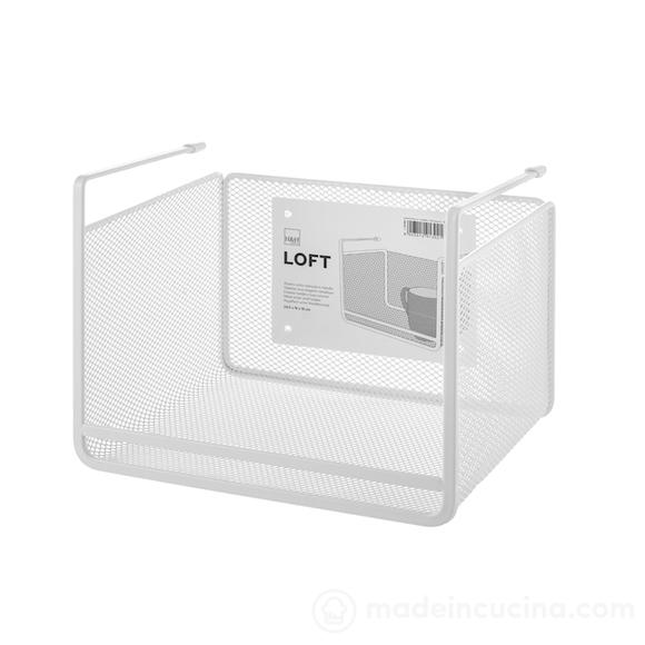 Contenitore sotto mensola in ferro bianco Loft cm 24,5x18x19